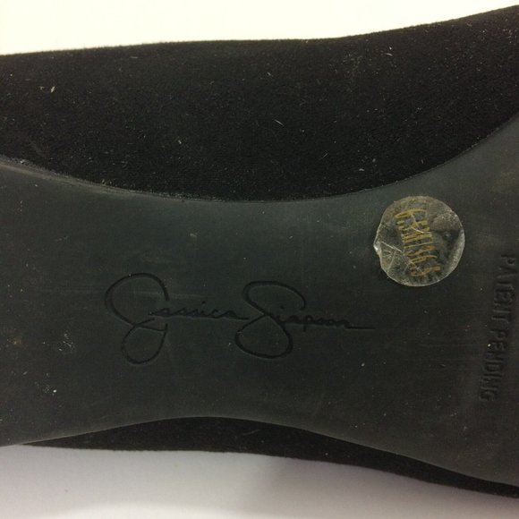 Jessica Simpson Mugara Black Micro Suede Ballet Flats Rhinestone Accent Sz 6.5M - Picture 9 of 10